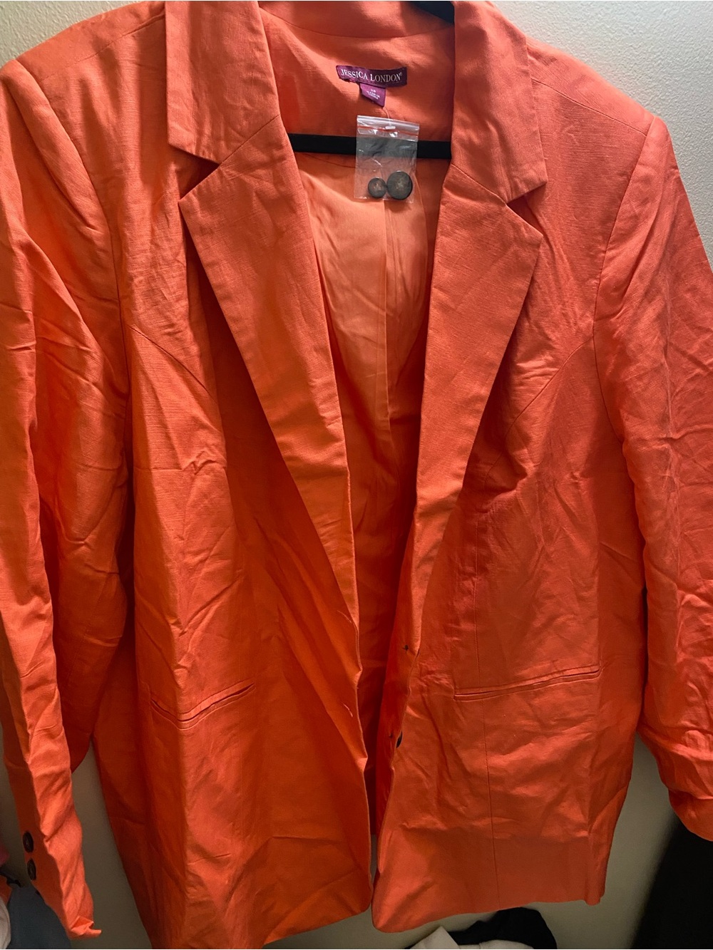 Jessica London Bright Orange Tailored Blazer